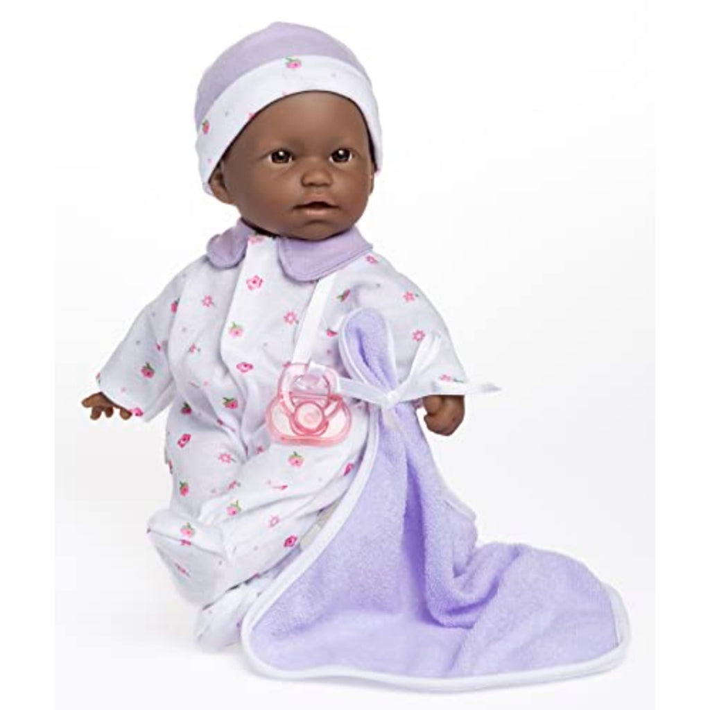 JC Toys La Baby African American 11-Inch Soft Baby Doll with Purple Outfit and Accessories for Toddlers 12 Months+