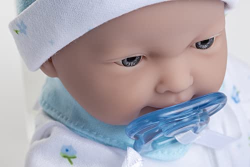 JC Toys La Baby Caucasian Baby Doll Set – 11-Inch Soft Body Doll with Removable Blue Outfit and Accessories