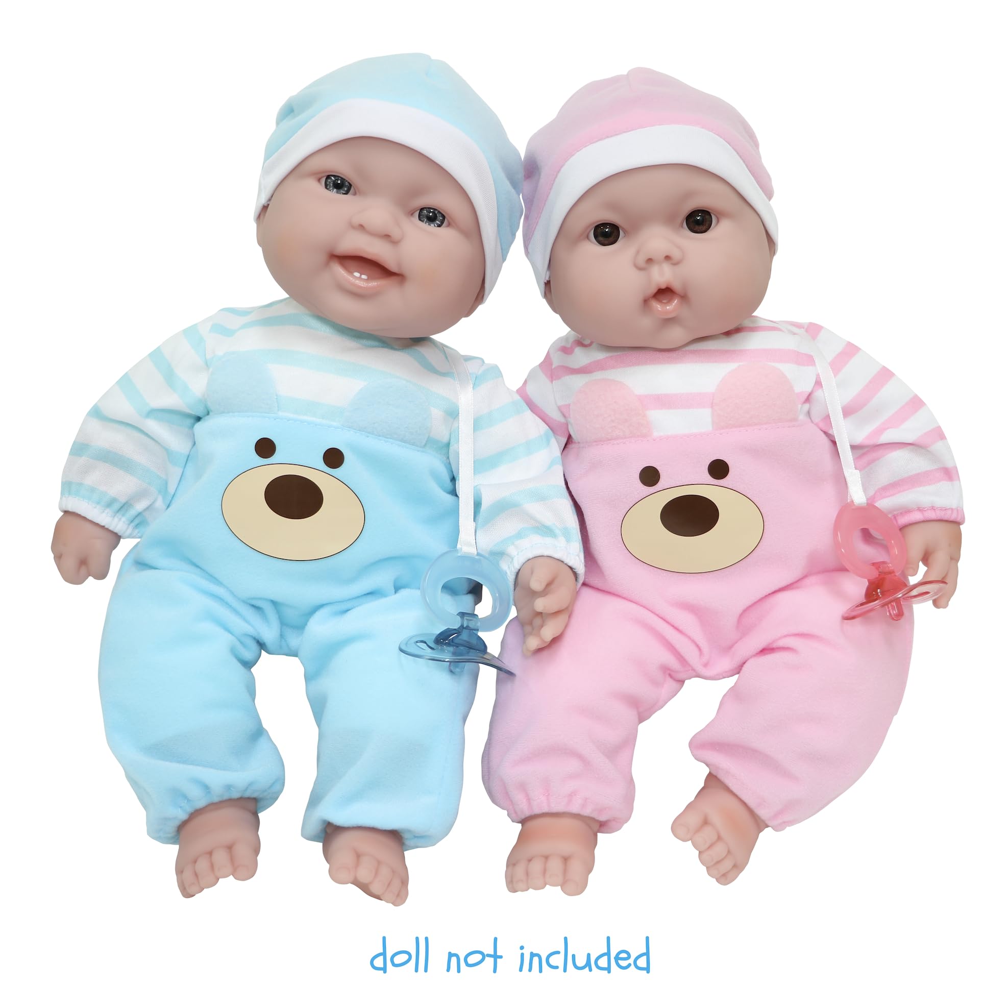 JC Toys Pink Bear Onesie Doll Outfit with Hat & Pacifier - Fits 12-14 Inch Dolls