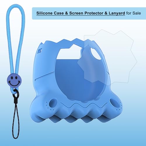 JCHPINE Blue Silicone Cover Case for Tamagotchi Paradise with Screen Protector and Lanyard – Stand-Up Protective Shell
