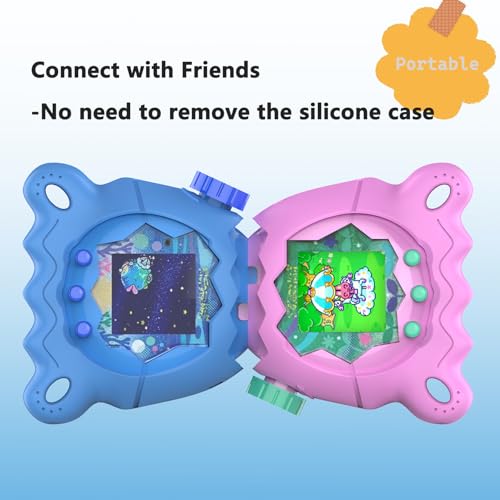 JCHPINE Blue Silicone Cover Case for Tamagotchi Paradise with Screen Protector and Lanyard – Stand-Up Protective Shell