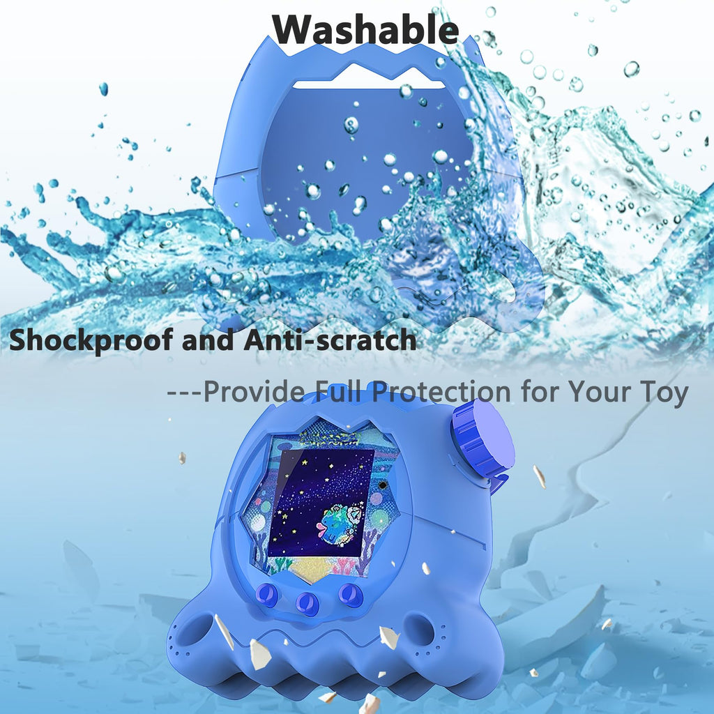 JCHPINE Blue Silicone Cover Case for Tamagotchi Paradise with Screen Protector and Lanyard – Stand-Up Protective Shell