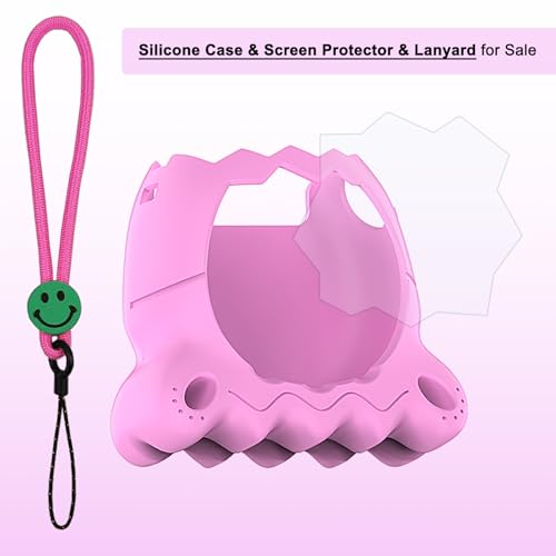 JCHPINE Pink Silicone Case for Tamagotchi Paradise with Stand, Screen Protector, and Lanyard
