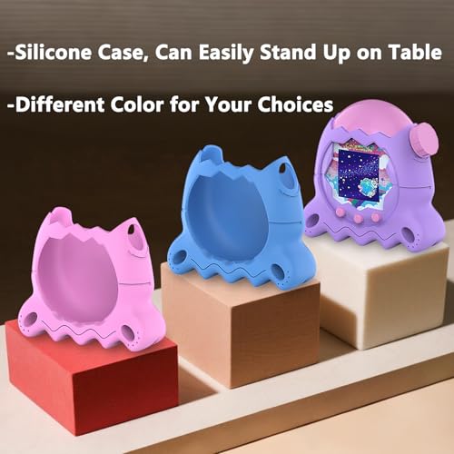 JCHPINE Pink Silicone Case for Tamagotchi Paradise with Stand, Screen Protector, and Lanyard