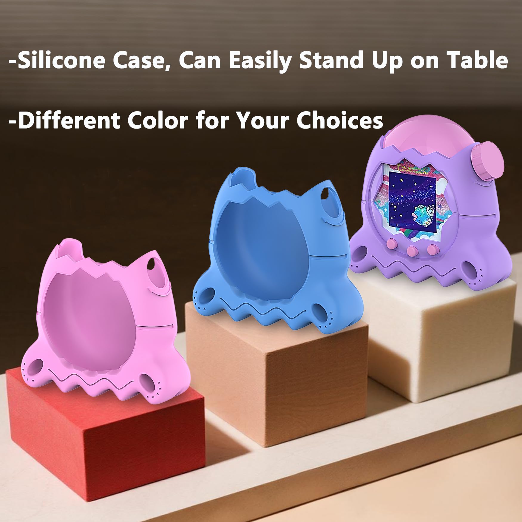 JCHPINE Pink Silicone Case for Tamagotchi Paradise with Stand, Screen Protector, and Lanyard