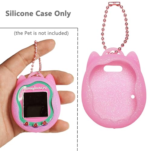 JCHPINE Pink Silicone Case + Screen Protector for Tamagotchi Uni (Includes Lanyard Replacement)