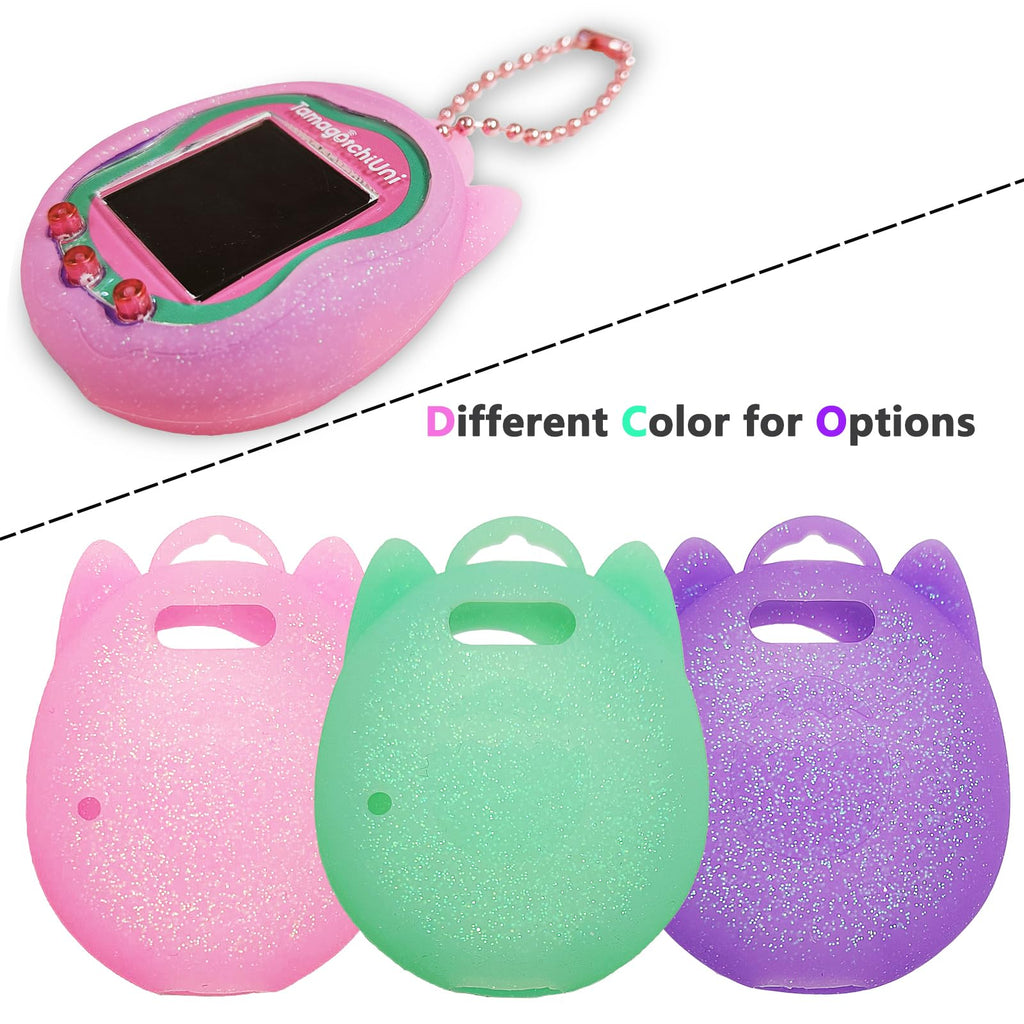 JCHPINE Purple Silicone Case and Screen Protector for Tamagotchi Uni with Color Chain
