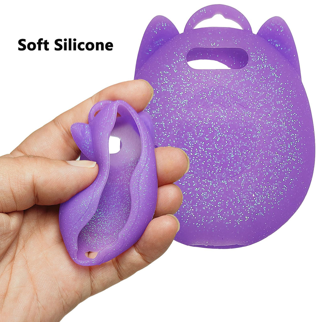 JCHPINE Purple Silicone Case and Screen Protector for Tamagotchi Uni with Color Chain