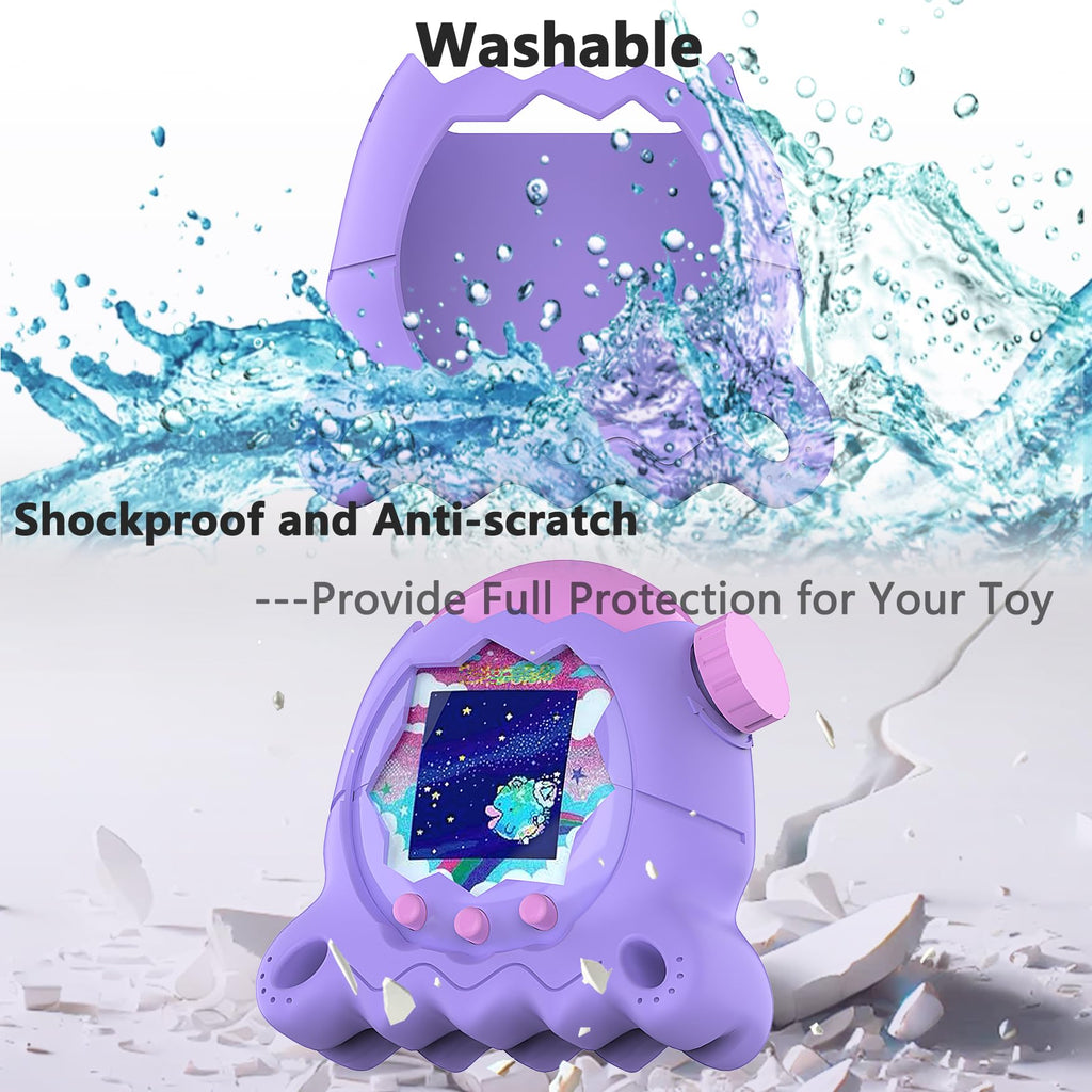 JCHPINE Purple Silicone Cover for Tamagotchi Paradise with Stand, Screen Protector & Lanyard