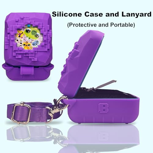 JCHPINE Silicone Cover for Bitzee Magicals - Purple Protective Case with Lanyard