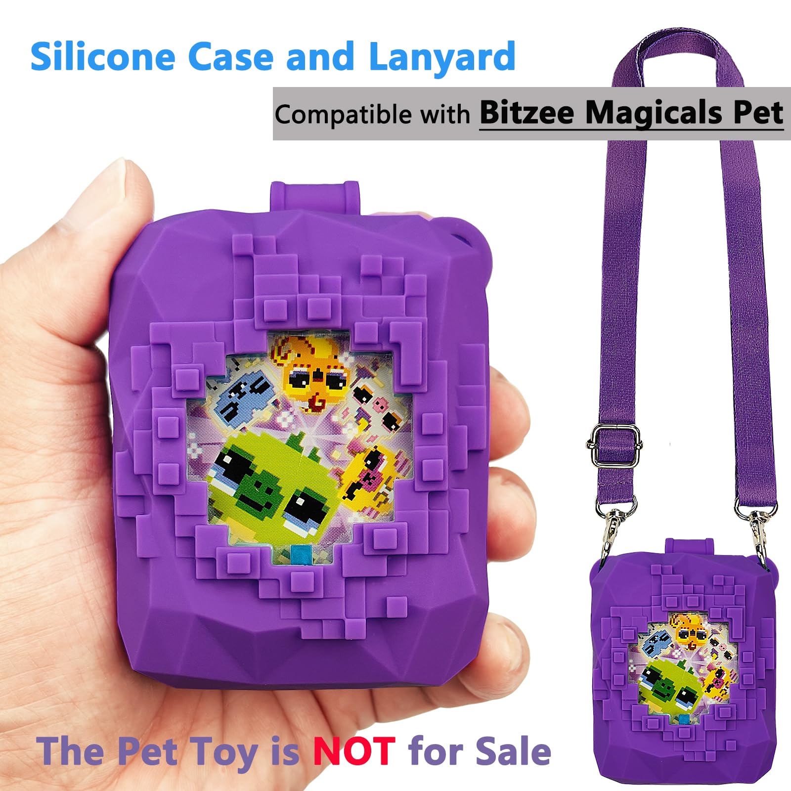 JCHPINE Silicone Cover for Bitzee Magicals - Purple Protective Case with Lanyard