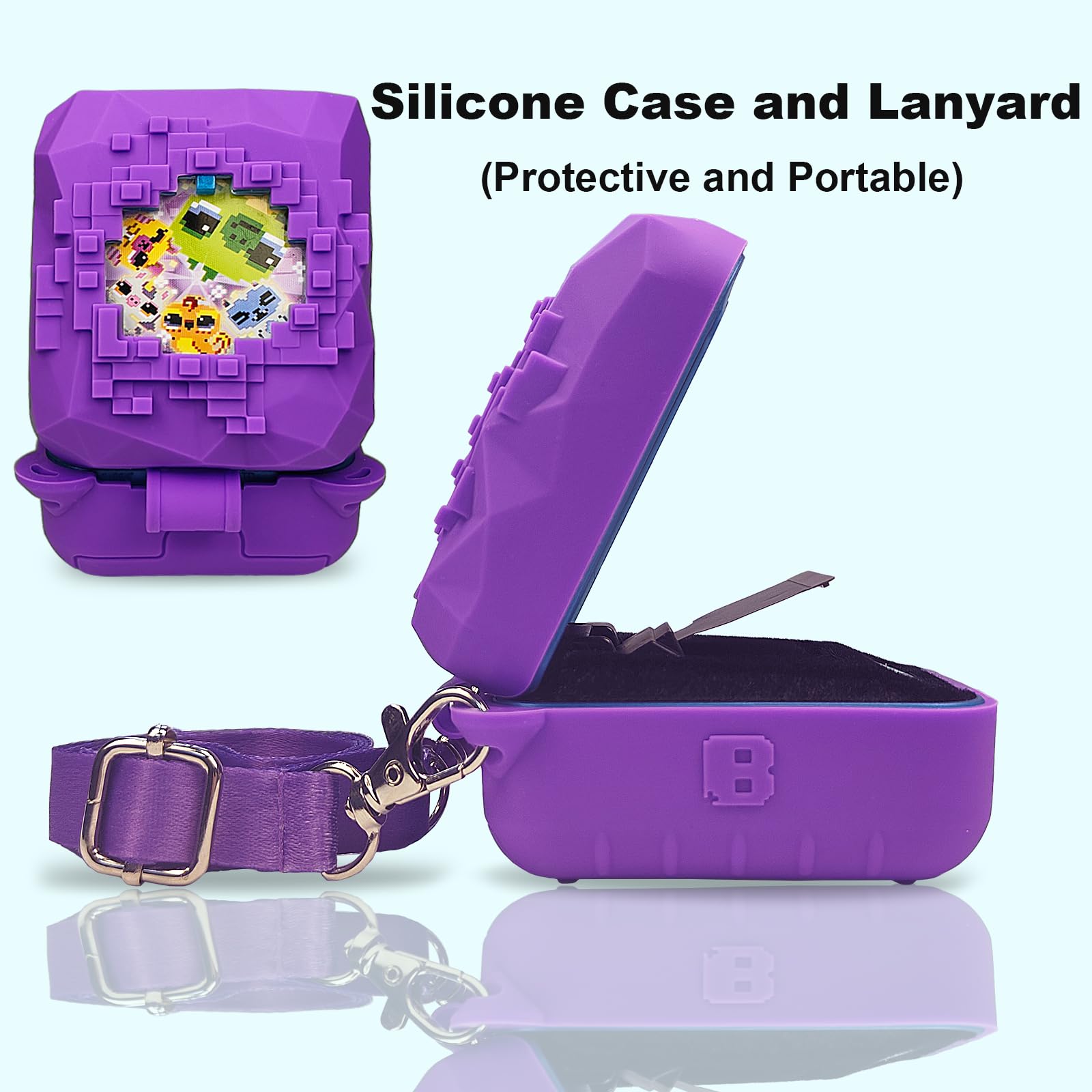 JCHPINE Silicone Cover for Bitzee Magicals - Purple Protective Case with Lanyard