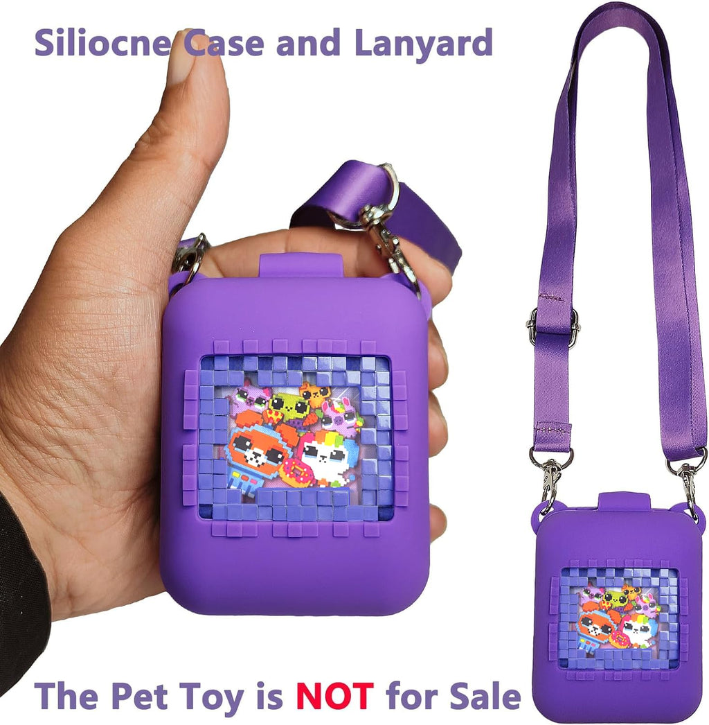 JCHPINE Silicone Cover for Bitzee Original Digital Pet - Purple Protective Case with Hand Strap