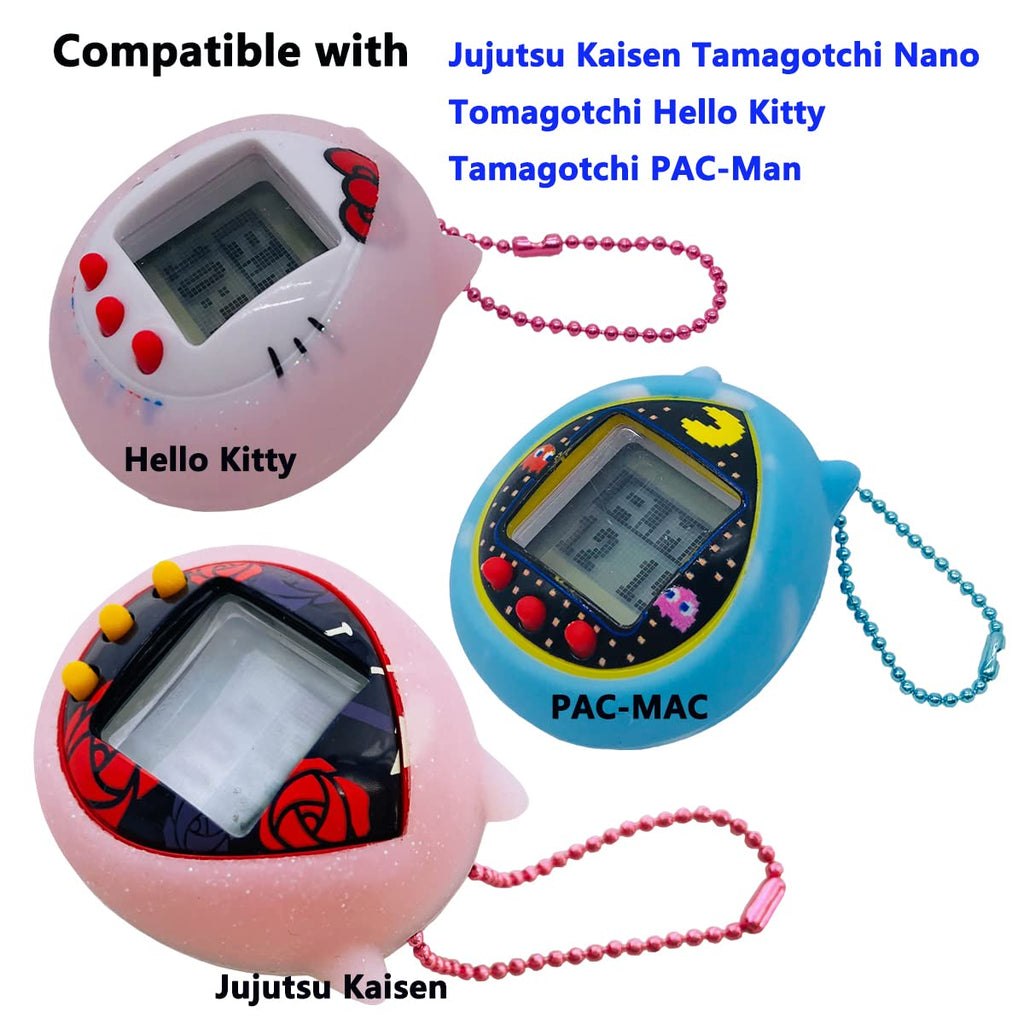 JCHPINE Silicone Cover for Tamagotchi Nano - Transparent Pink Protective Case for Jujutsu Kaisen, Hello Kitty, PAC-Man (Only Cover)