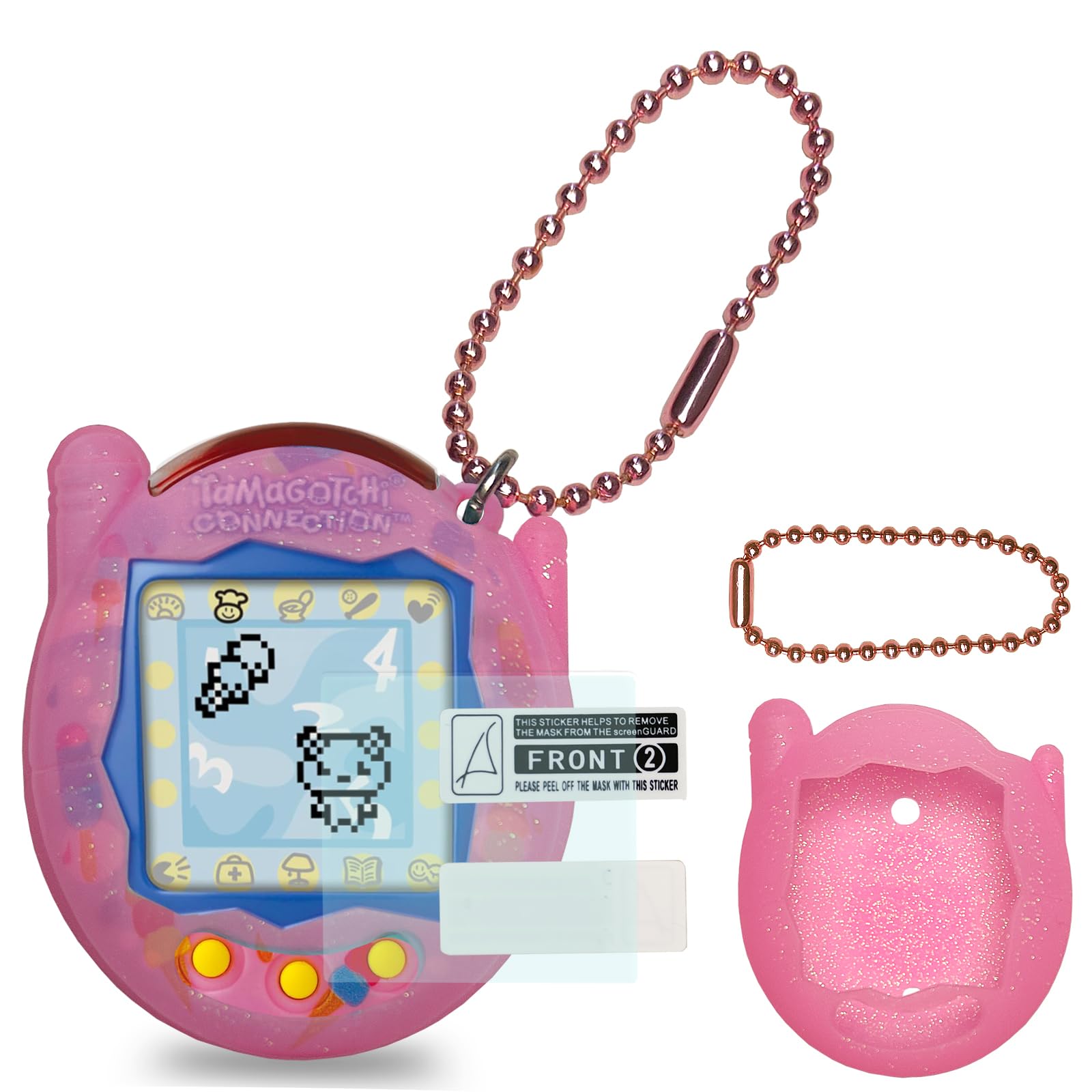 JCHPINE Silicone Cover & Screen Protector for Tamagotchi Connection – Pink