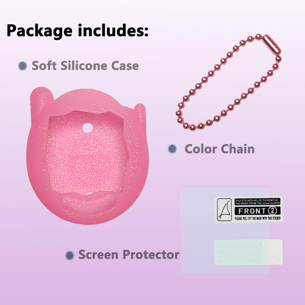 JCHPINE Silicone Cover & Screen Protector for Tamagotchi Connection – Pink