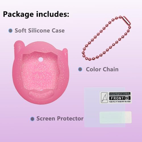 JCHPINE Silicone Cover & Screen Protector for Tamagotchi Connection – Pink