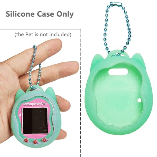 JCHPINE Teal Silicone Case for Tamagotchi Uni with Screen Protector and Color Chain