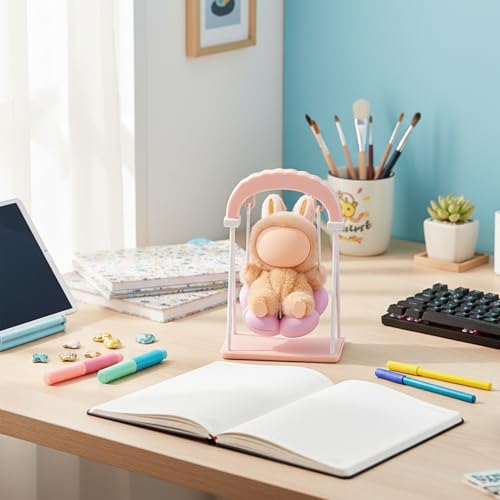 JEADAVOE Miniature Cloud Pink Swing Chair for Labubu 15-17cm Dolls (Doll Not Included)