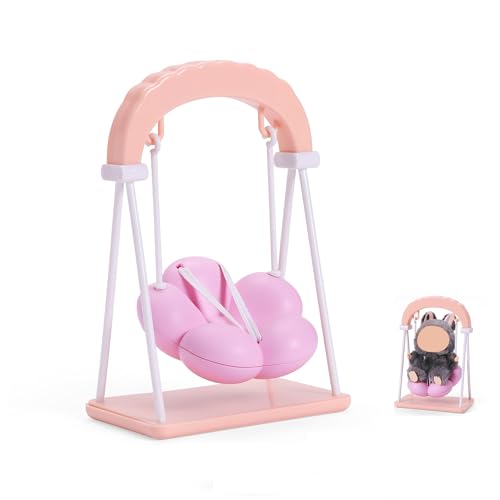 JEADAVOE Miniature Cloud Pink Swing Chair for Labubu 15-17cm Dolls (Doll Not Included)