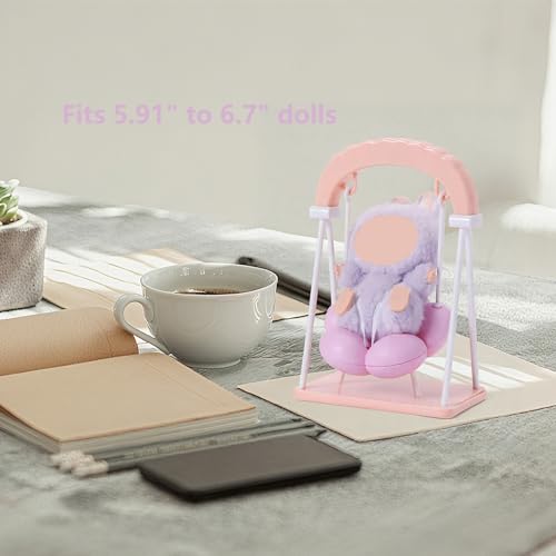 JEADAVOE Miniature Cloud Pink Swing Chair for Labubu 15-17cm Dolls (Doll Not Included)