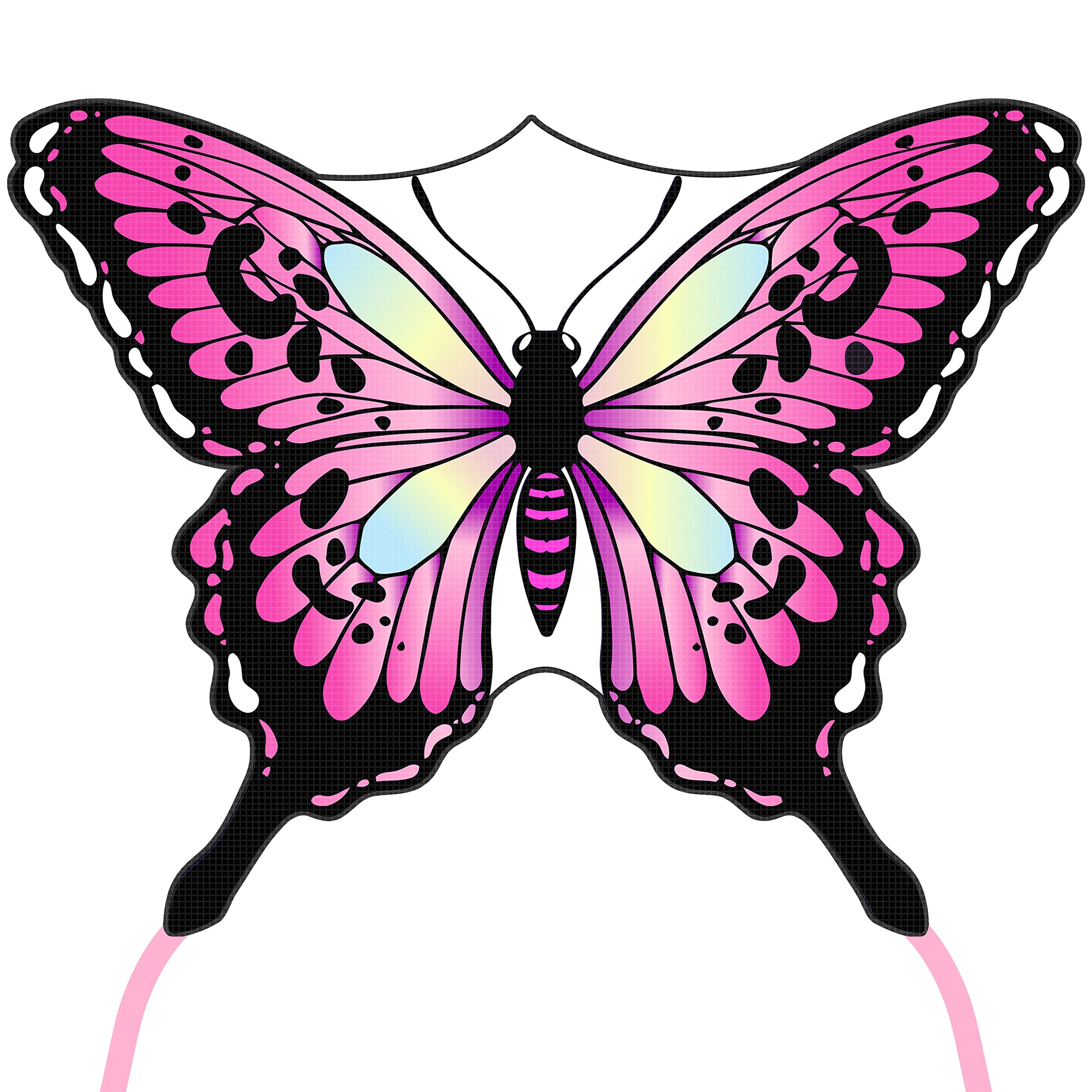 JEKOSEN Large Butterfly Kite for Kids and Adults – 51" Wing, 79" Tail, Easy to Fly Beginner Single Line with 330ft String, Pink