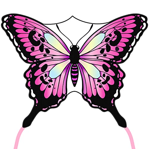 JEKOSEN Large Butterfly Kite for Kids and Adults – 51" Wing, 79" Tail, Easy to Fly Beginner Single Line with 330ft String, Pink
