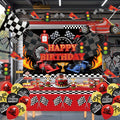 jenlion Race Car Birthday Party Decorations Set – Backdrop, Banner, Balloons, Tablecloth & Cake Toppers