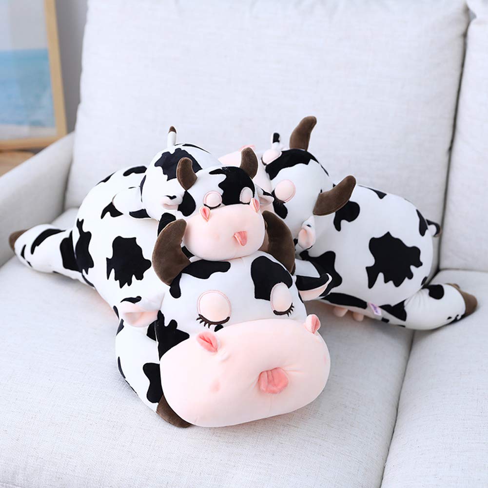 Jensquaify Cow Stuffed Animal Plush Pillow – 11.8 Inches Stretch Velvet Cuddle Toy