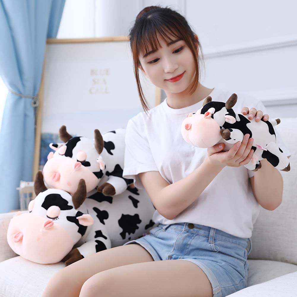 Jensquaify Cow Stuffed Animal Plush Pillow – 11.8 Inches Stretch Velvet Cuddle Toy