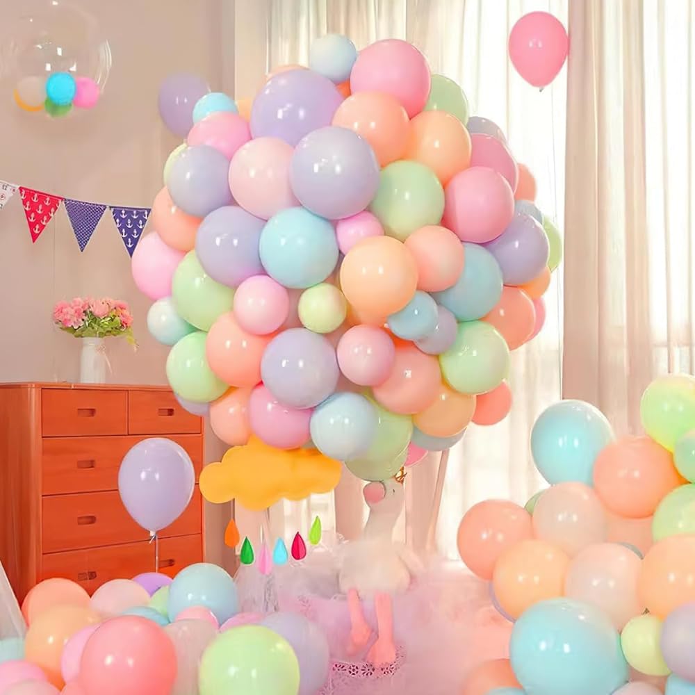 JerDorgo 300 Pastel Balloons - 5 & 10 Inch Latex Assorted Colors for Birthday Baby Shower Wedding