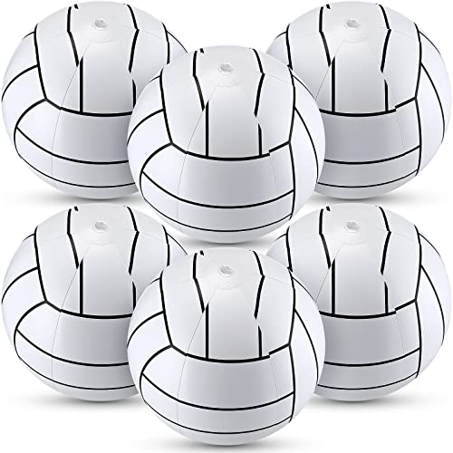 Jerify 12 Inch Inflatable Volleyballs - 6 Pack White/Black Stripe Beach Balls for Pool Party Supplies
