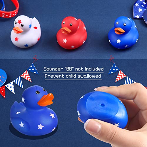 Jerify 12-Pack Patriotic Rubber Ducks - 2 Inch Mini Star Ducks for Independence Day Bath and Pool Fun
