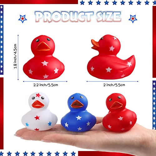 Jerify 12-Pack Patriotic Rubber Ducks - 2 Inch Mini Star Ducks for Independence Day Bath and Pool Fun