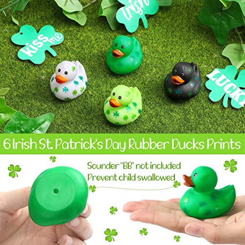 Jerify 12-Pack St. Patrick's Day Rubber Ducks – 2-Inch Shamrock Bath Toys in 4 Festive Styles
