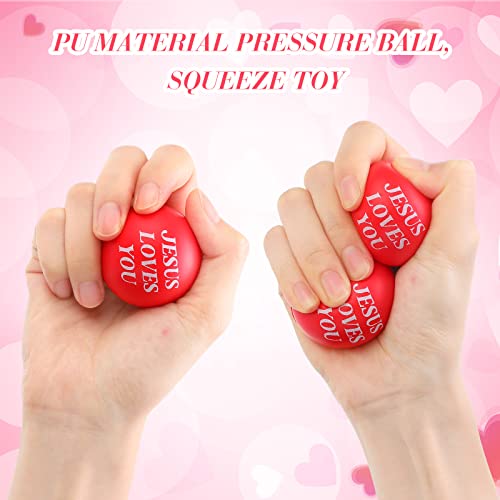 Jerify 20-Pack Jesus Loves You Stress Balls – Red & White Foam Squeeze Toys for Church Events, Graduation, and Party Favors (1.57 Inch)