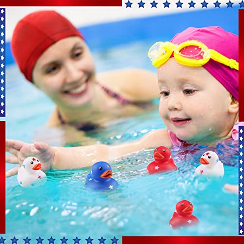 Jerify 24-Pack 2-Inch Patriotic Rubber Ducks – Independence Day Bath Toys with Star Design