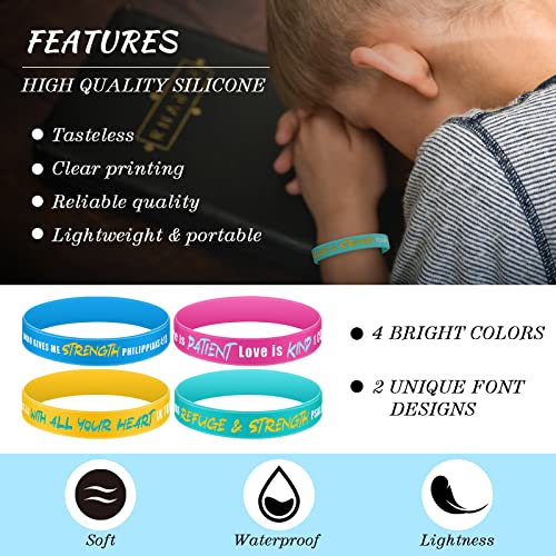 Jerify 48-Pack Bible Verse Silicone Bracelets for Kids and Church Gifts – Vivid Colors