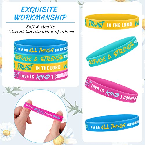 Jerify 48-Pack Bible Verse Silicone Bracelets for Kids and Church Gifts – Vivid Colors