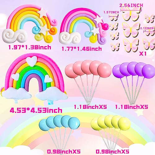 JeVenis 33-Piece Pink Rainbow Cake Decorations Set – Unicorn Boho Cake Toppers for Girls Birthday & Baby Shower