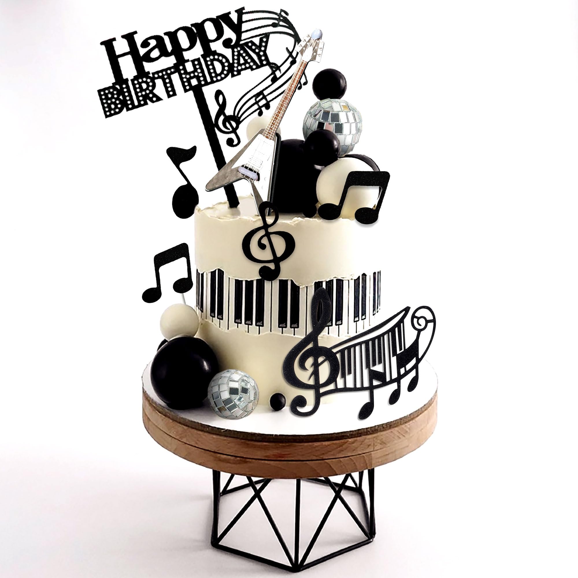 JeVenis Disco Ball & Guitar Cake Toppers – Music Notes, Balls, Birthday Decor