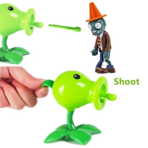 JHESAO 2-Piece PVZ Action Figures Set: Peashooter & Conehead Zombie with 3 Launchers - Great Gift for Kids and Fans