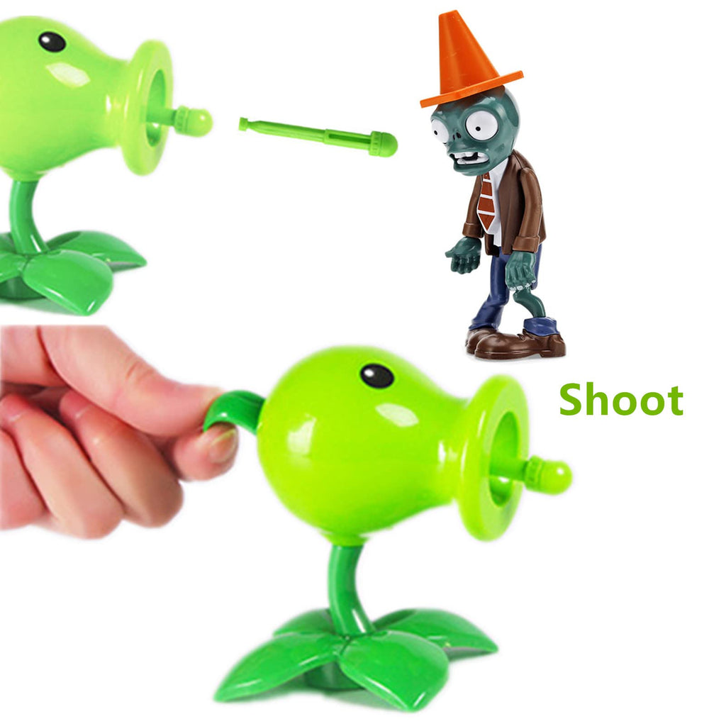 JHESAO 2-Piece PVZ Action Figures Set: Peashooter & Conehead Zombie with 3 Launchers - Great Gift for Kids and Fans