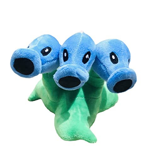 JHESAO Ice Peashooter Threepeater Plush - 7 Inch PVZ Stuffed Toy with Sucker Lanyard