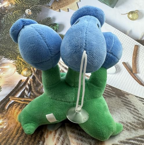 JHESAO Ice Peashooter Threepeater Plush - 7 Inch PVZ Stuffed Toy with Sucker Lanyard