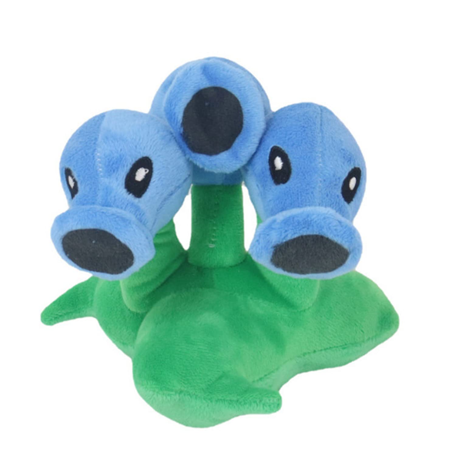 JHESAO Ice Peashooter Threepeater Plush - 7 Inch PVZ Stuffed Toy with Sucker Lanyard