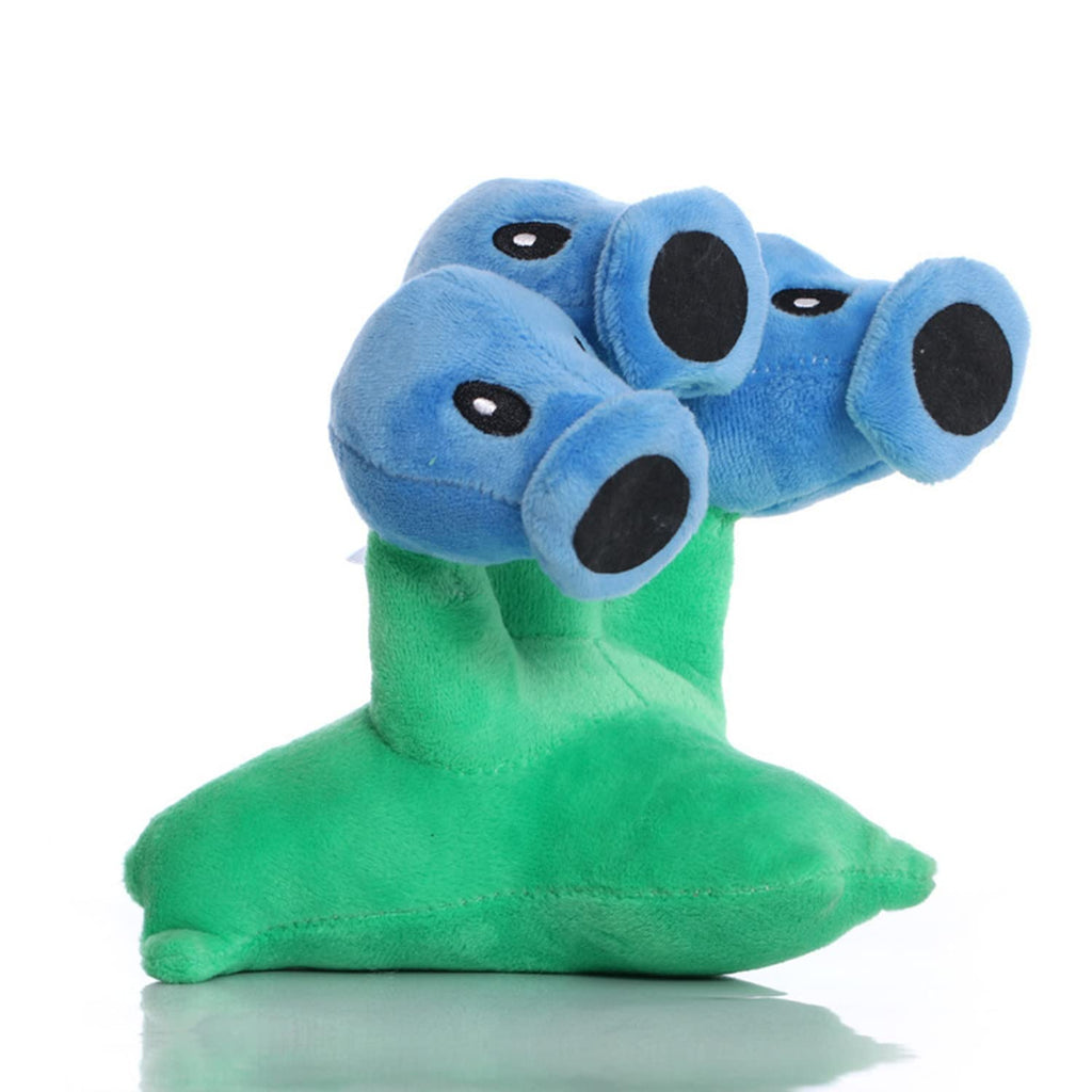 JHESAO Ice Peashooter Threepeater Plush - 7 Inch PVZ Stuffed Toy with Sucker Lanyard