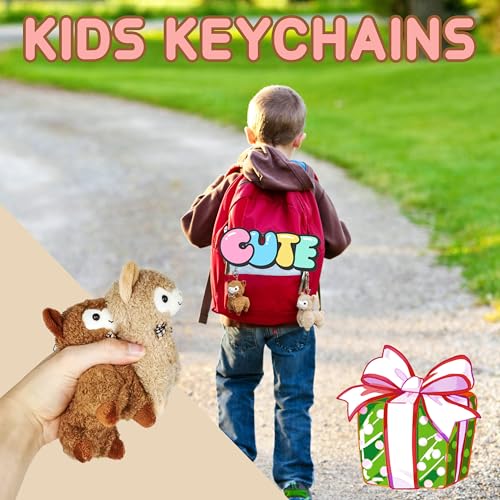 JIAHO 2-Pack Mini Alpaca Plush Toys with Keychain, Soft Kawaii Stuffed Animals for Kids, Party Favors and Classroom Prizes (2 Alpacas)