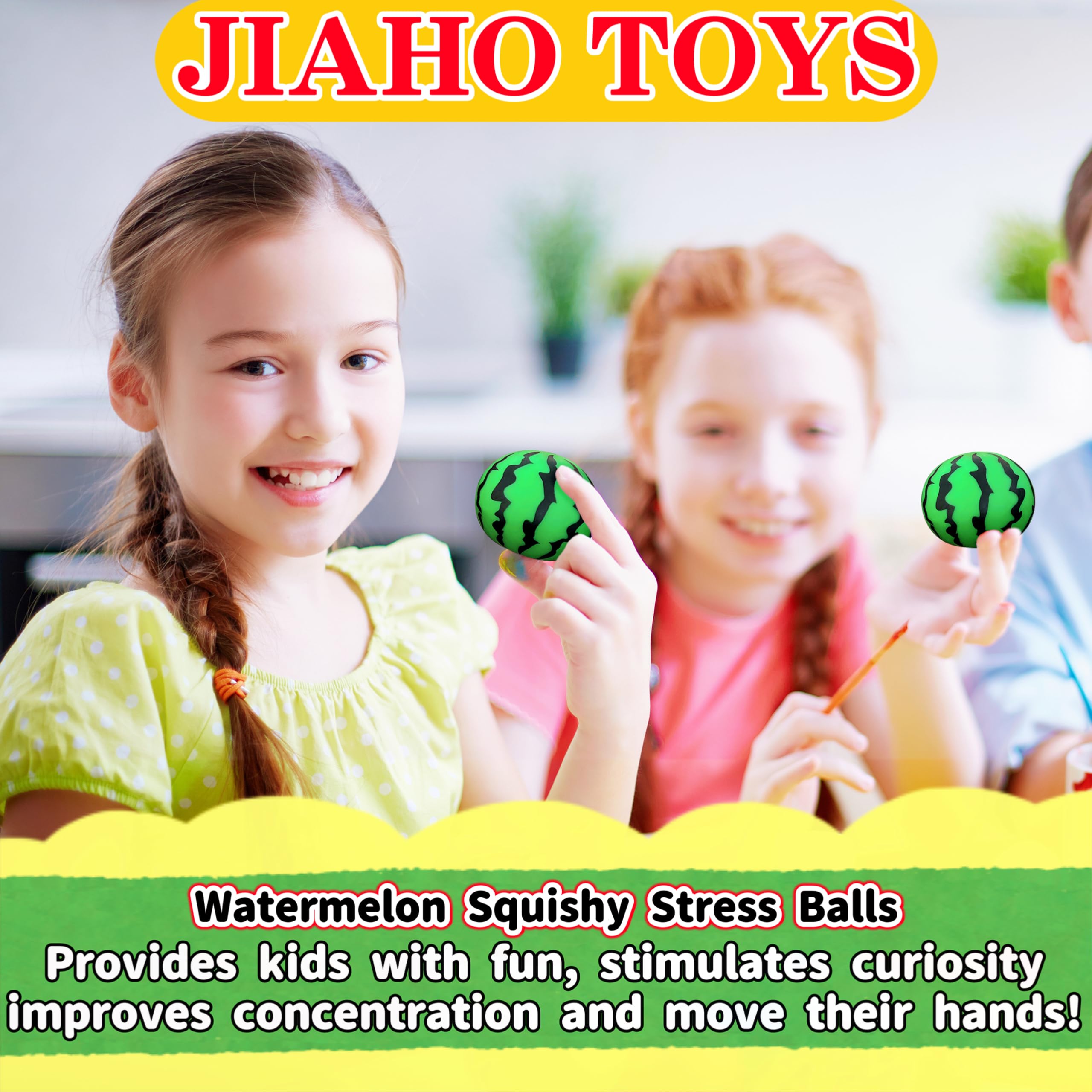 JIAHO Squishy Watermelon Stress Ball – Color-Changing, Soft TPR Fidget Toy for Kids & Adults