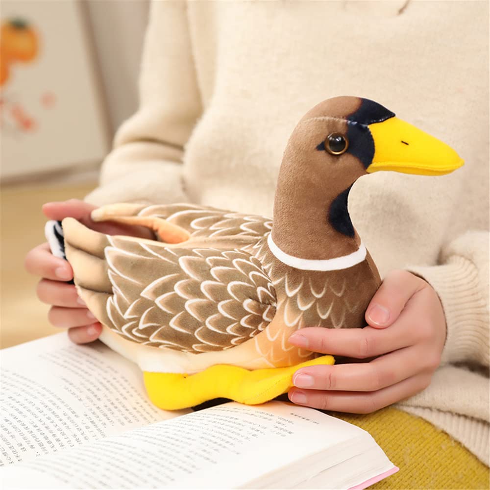 JIANEEXSQ 11-Inch Brown Mallard Duck Plush Toy – Realistic Stuffed Animal for Kids and Collectors